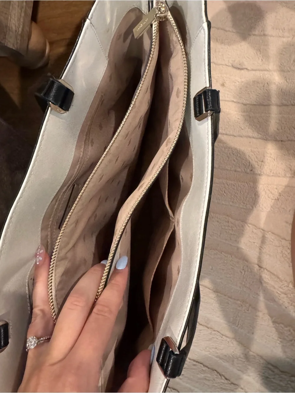 kate spade Two-Tone Beige, Cream & Black Tote